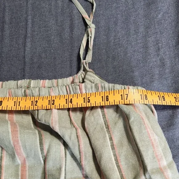Women's Easy Linen Tank Dress - A New Day™ Green Striped XXL w/ pockets! nwt - Picture 4 of 7